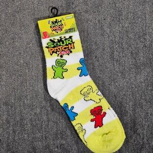 Sour Patch Cozy Crew Socks Womens Shoe Size 5-10 Yellow White Candy